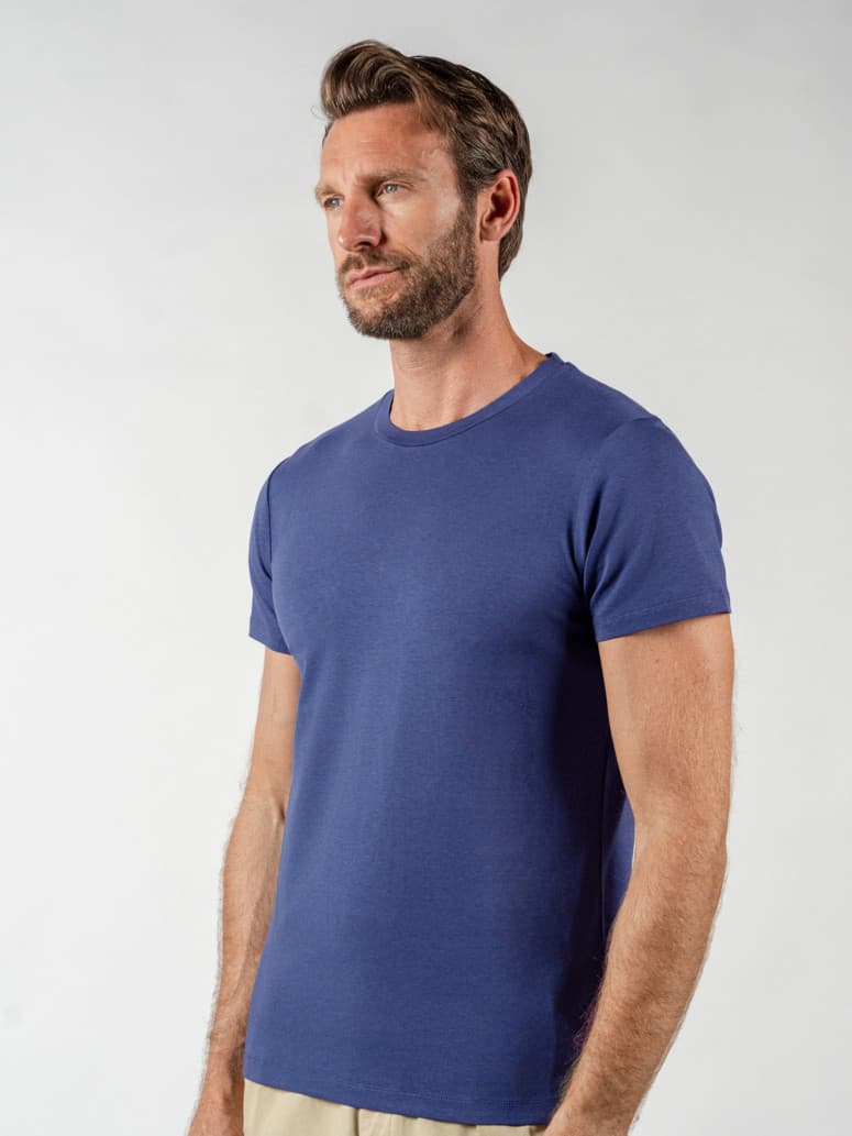 T-shirt quick-dry bleu — coupe ajustée, S à XL